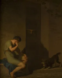 Tibullus klagt vor der Tür seiner Geliebten