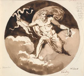 Donnerstag. Jupiter mit dem Blitz in der rechten Hand