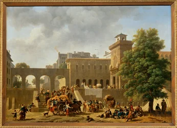Das Äußere eines Militärkrankenhauses, auch bekannt als "Die Franzosen in Italien", Salon 1804