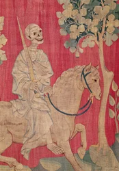 Das fahle Pferd und der Tod, aus dem Apokalypse-Wandteppich von Angers, 1373-87