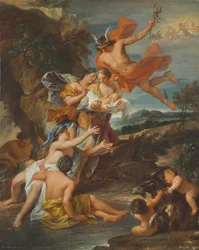 Merkur vertraut den Säugling Bacchus den Nymphen von Nysa an