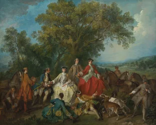 Picknick nach der Jagd, wahrscheinlich ca. 1735-1740