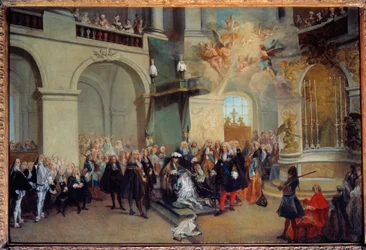 Die Übergabe des Ordens des Heiligen Geistes in der Kapelle von Versailles 3/06/1724