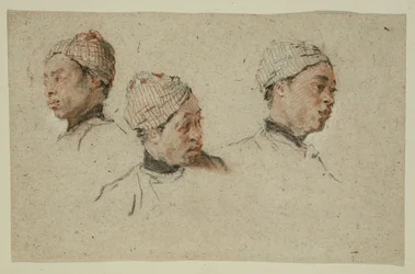 Drei Studien zum Kopf eines Schwarzen Mannes mit Turban