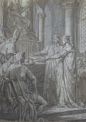 Ludwig III. und Karlmann geben den Bischöfen des Königreichs die Zusicherung ihrer Treue im Jahr 882, ca. 1791