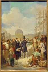 Napoleon III. besucht die Baustelle des Neuen Louvre