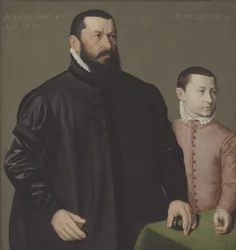Porträt des Nürnberger Goldschmieds Hans Lencker (1523-1585) und seines 9-jährigen Sohnes Elisius der Jüngere