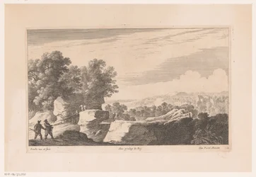 Landschaft mit Brücke über schnell fließenden Fluss