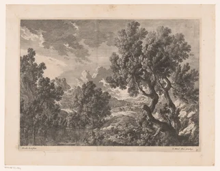 Felsige Landschaft mit Bäumen am Wasser