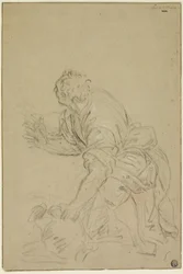 Mann kniend mit Krug (recto); Stehender Mann (verso)