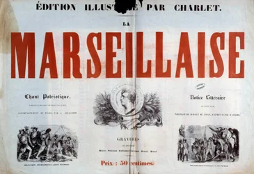 Titelblatt des patriotischen Liedes „La Marseillaise“. Illustration von Nicolas-Toussaint Charlet (1792-1845), 19. Jahrhundert, Paris, Nationalarchiv.