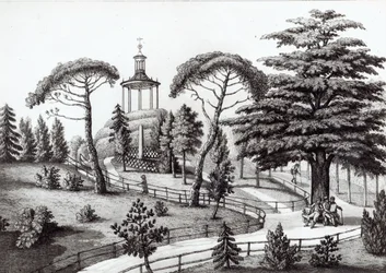 Das Labyrinth aus dem Jardin des Plantes, Paris, graviert von Francois Aubertin (1773-1821)