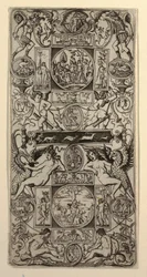 Ornamenttafel mit Orpheus und dem Urteil des Paris