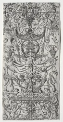 Ornamenttafel mit einem Vogelkäfig