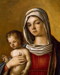 Madonna mit Kind, zentrales Panel des Triptychons mit Madonna und Kind, St. Albert und St. Sebastian