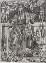 Porträt von Baccio Bandinelli mit Löwe