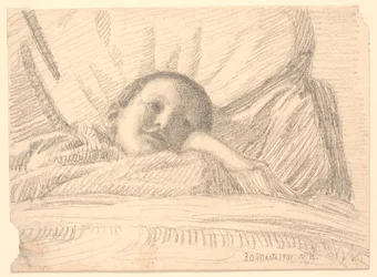 Kind (kleines Mädchen?) liegt im Bett