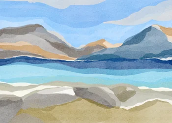 Abstrakter stiller Bergsee