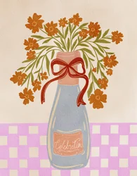 Festliche Blumen Champagnerflasche