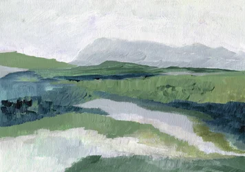 Nebelige grüne Landschaft