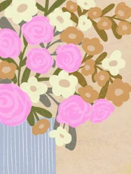 Rosa Blüten Blaue Vase
