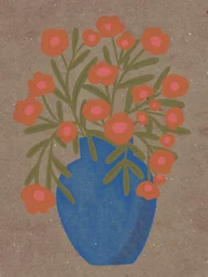 Rustikale Orange Blumen Vase