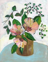 Sanftes Rosa Blumenstillleben