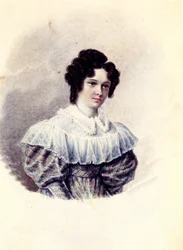 Porträt von Alexandra Ivanovna Davydova 1802-1895, Ehefrau des Dekabristen Vasily Davydov, 1830-1839