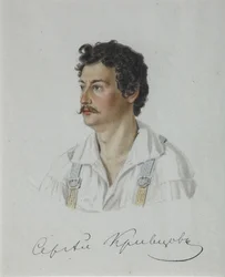 Porträt des Dekabristen Sergey Krivtsov 1802-1864, 1828