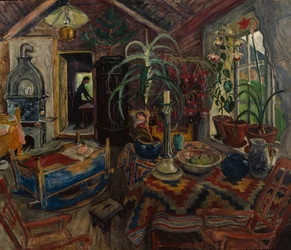 Innenraum mit einer Wiege, ca. 1925