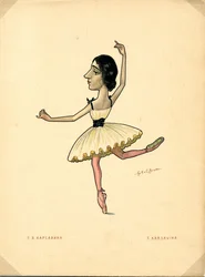 Balletttänzerin Tamara Karsavina Aus: Russisches Ballett in Karikaturen, 1902-1905