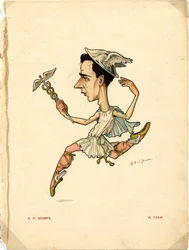 Balletttänzer und Choreograf Michel Fokine aus: Russisches Ballett in Karikaturen, 1902-1905