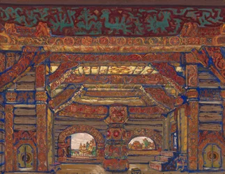 Der Palast des Zaren Berendey. Bühnenbild für das Theaterstück Schneewittchen von A. Ostrowski, 1912