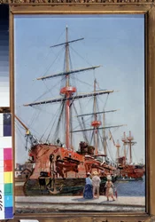 Bau des geschützten Kreuzers Admiral Kornilow in der Bretagne