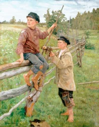 Knaben in einer Landschaft