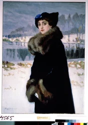 Porträt der Ballerina Ljudmila Mesaksudi Barash. Gemälde von Nikolai Petrowitsch Bogdanow-Belski (1868-1945)