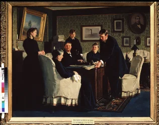 Die Familienkonten. Gemälde von Nikolai Wassiljewitsch Newrew (1830-1904), Öl auf Leinwand