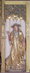 Der Isenheimer Altar, Heiliger Hieronymus, ca. 1490 (Goldfarbe auf Holz)