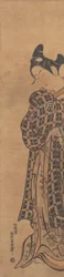 Der Schauspieler Sanogawa Ichimatsu als junger Mann mit einem gefalteten Brief, ca. 1765