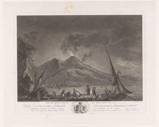 Landschaft mit Fischern und aktivem Vesuv