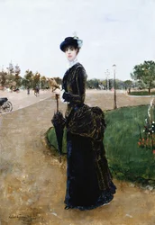 Eine elegante Dame im Bois de Boulogne, 1880
