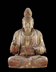 Der Bodhisattva Guanyin (Holz, Gips, Mineralpigmente & Gold)