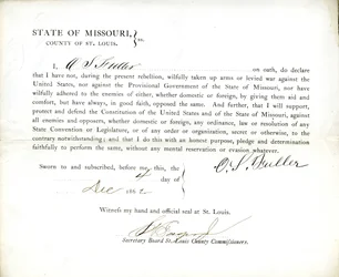 Treueeid von O. S. Fuller aus Missouri, County of St. Louis