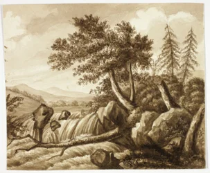 Wasserfall in felsiger Landschaft