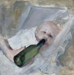 Baby mit Milchflasche