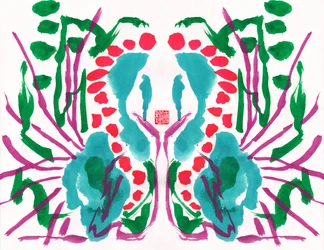 Pfauengrün Rotes Blumenmuster, 2023