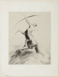 Zentaur, der auf die Wolken zielt