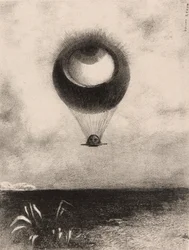 Das Auge, wie ein seltsamer Ballon bewegt sich in Richtung Unendlichkeit, Platte eins aus An Edgar Poe