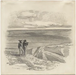 Zwei Figuren in einer Landschaft