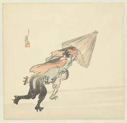 Zwei Musiker rennen im Regen